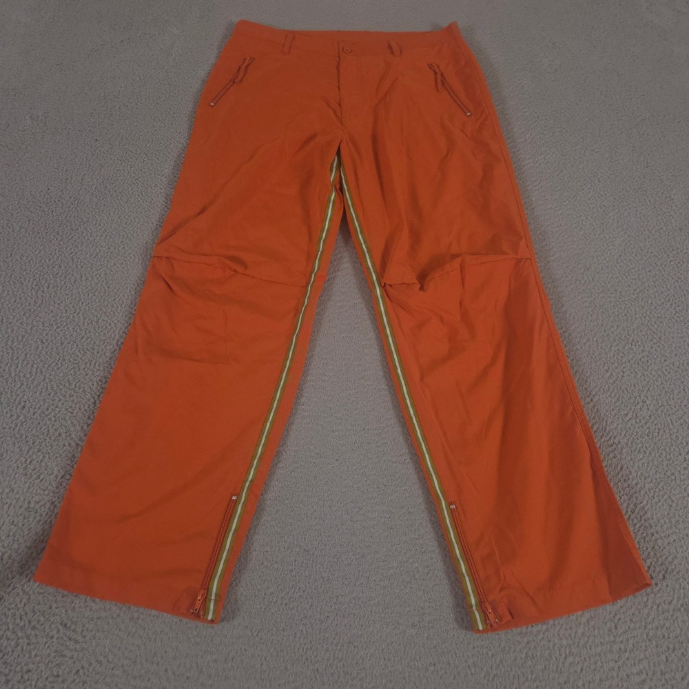 VINTAGE Lee Pants Mens 36x32 Orange Woven Track Straight Leg Side Stripe 90s Y2K